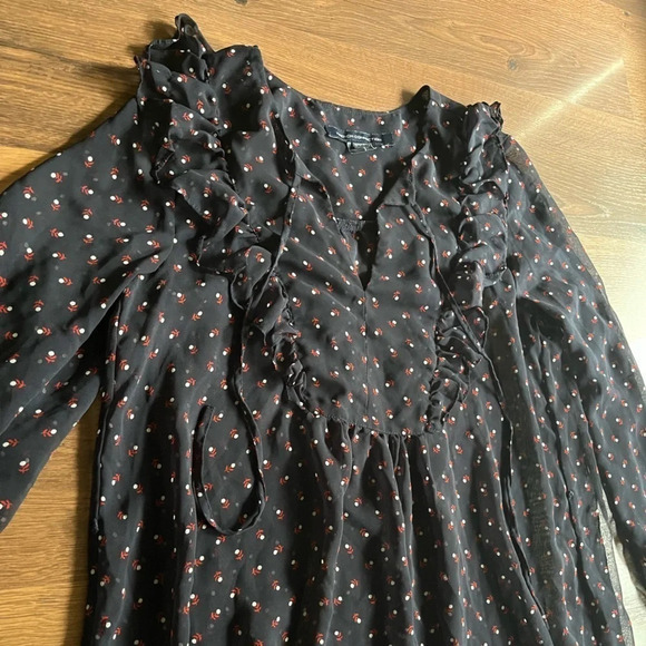 🍂 French Connection Navy Peasant Dress – Boho Cottagecore Vibes - Picture 4 of 12